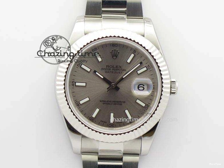 MiroTime 0213 Datejust II 116334 SS 41mm Sliver Gray Dial Sticks Markers On SS Bracelet A Cozy 3892